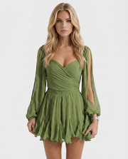 Elda Ruffle Mini Dress Green view 2