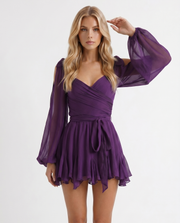 Elda Ruffle Mini Dress Purple view 2