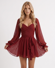 Elda Ruffle Mini Dress Red view 2