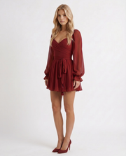 Elda Ruffle Mini Dress Red view 3
