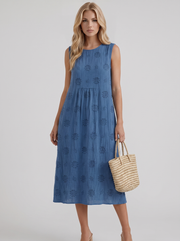 Elin Embroidered Midi Dress Blue view 1