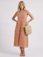 Elin Embroidered Midi Dress Orange view 3