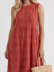 Elin Embroidered Midi Dress Red view 6