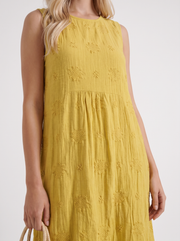 Elin Embroidered Midi Dress Yellow view 6