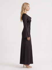 Elodie Satin Maxi Dress Black view 4
