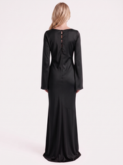 Elodie Satin Maxi Dress Black view 5