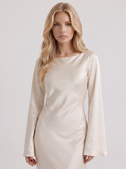 Elodie Satin Maxi Dress Ivory view 2