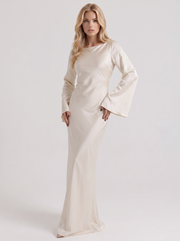 Elodie Satin Maxi Dress Ivory view 3