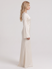 Elodie Satin Maxi Dress Ivory view 4