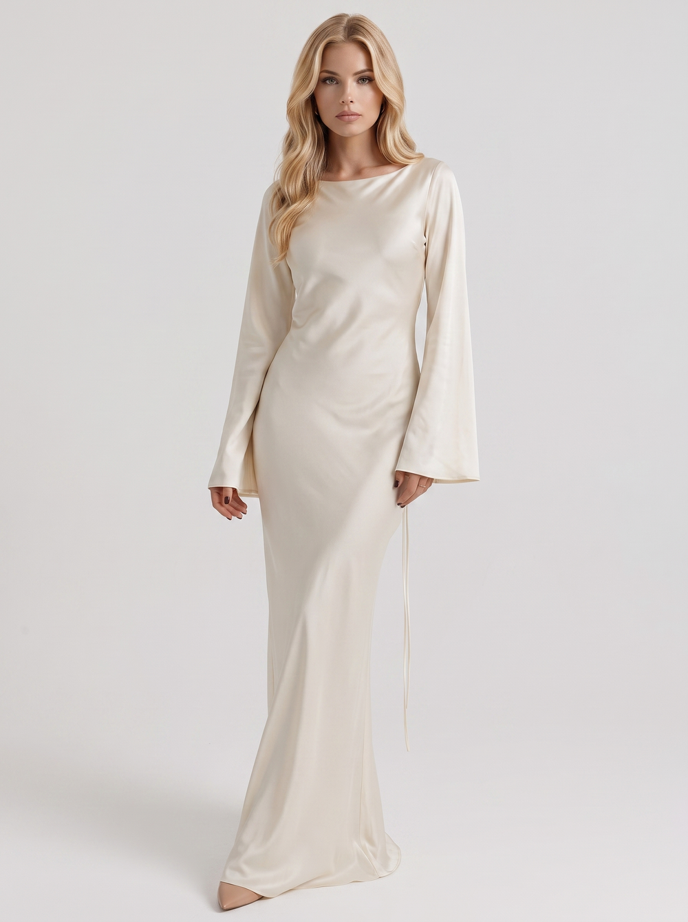 Elodie Satin Maxi Dress Ivory