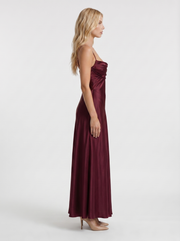 Eloise Cowl Neck Satin Maxi Dress Cherry Lacquer view 4