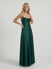 Eloise Cowl Neck Satin Maxi Dress Emerald view 3