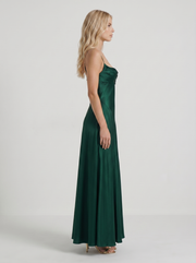 Eloise Cowl Neck Satin Maxi Dress Emerald view 4