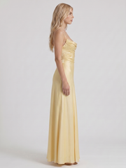 Eloise Cowl Neck Satin Maxi Dress Lemon view 4