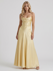 Eloise Cowl Neck Satin Maxi Dress Lemon view 1