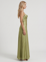 Eloise Cowl Neck Satin Maxi Dress Light Olive view 4