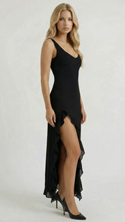 Emily Ruffle Maxi Dress Black view 2