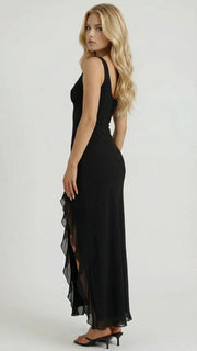 Emily Ruffle Maxi Dress Black view 3