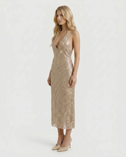 Emily Sequin Midi Dress Rose Gold view 2