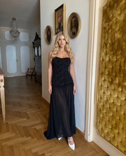 Esmaralda Ruched Strapless Maxi Dress Black view 4