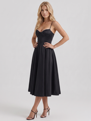 Estelle Sweetheart Corset Midi Dress Black view 3