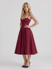 Estelle Sweetheart Corset Midi Dress Burgundy view 3