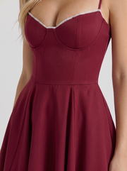 Estelle Sweetheart Corset Midi Dress Burgundy view 6