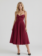 Estelle Sweetheart Corset Midi Dress Burgundy view 1