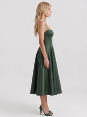 Estelle Sweetheart Corset Midi Dress Forest Green view 4