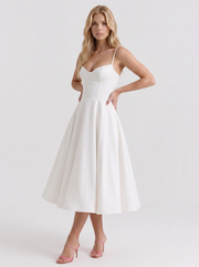 Estelle Sweetheart Corset Midi Dress White view 3