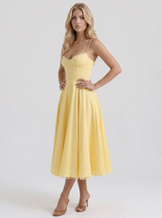 Estelle Sweetheart Corset Midi Dress Yellow view 3