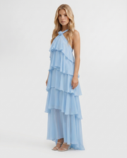 Felicia Tiered Maxi Dress Light Blue view 3