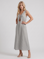 Fern Linen Midi Dress Grey view 3