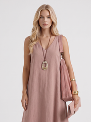 Fern Linen Midi Dress Mauve view 2