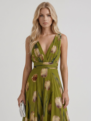 Fleur Floral Maxi Dress Green view 2