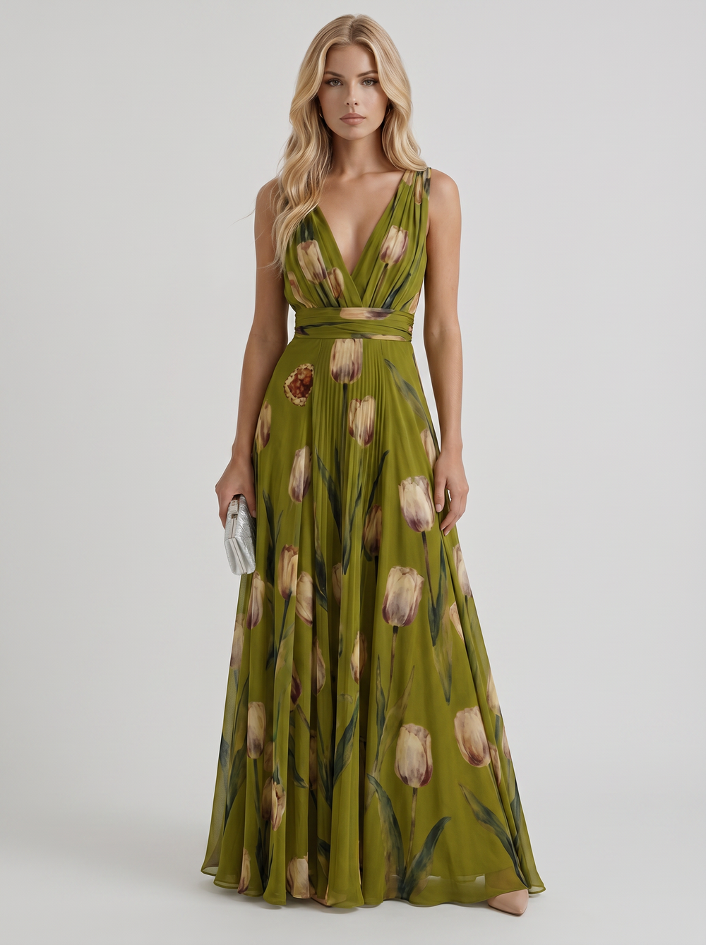Fleur Floral Maxi Dress Green