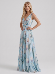 Fleur Floral Maxi Dress Sky Blue view 3