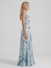 Fleur Floral Maxi Dress Sky Blue view 4