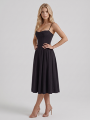 Francesca Sweetheart Ruched Midi Dress Black view 3