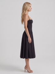 Francesca Sweetheart Ruched Midi Dress Black view 4