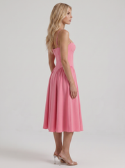 Francesca Sweetheart Ruched Midi Dress Hot Pink view 4