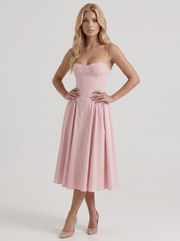 Francesca Sweetheart Ruched Midi Dress Light Pink view 3
