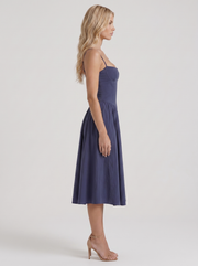 Francesca Sweetheart Ruched Midi Dress Navy view 4