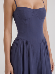 Francesca Sweetheart Ruched Midi Dress Navy view 6