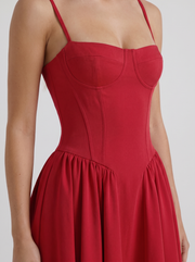 Francesca Sweetheart Ruched Midi Dress Red view 6