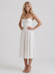 Francesca Sweetheart Ruched Midi Dress White view 3