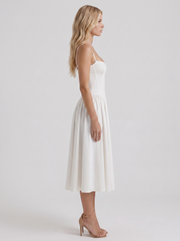 Francesca Sweetheart Ruched Midi Dress White view 4