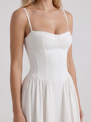 Francesca Sweetheart Ruched Midi Dress White view 6