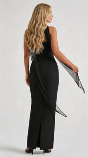 Francisca Bandage Mesh Sash Maxi Dress Black view 3