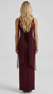 Francisca Bandage Mesh Sash Maxi Dress Burgundy view 3